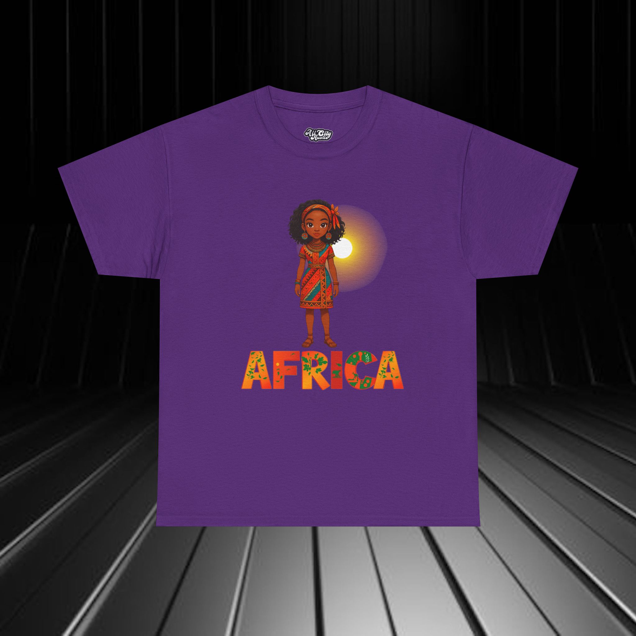 AFRICA1 African Heritage Unisex Heavy Cotton Tee, Vibrant Cultural Shirt, Gift for Travelers, Nature Lovers, Family Celebrations, Africana Apparel - Image 3
