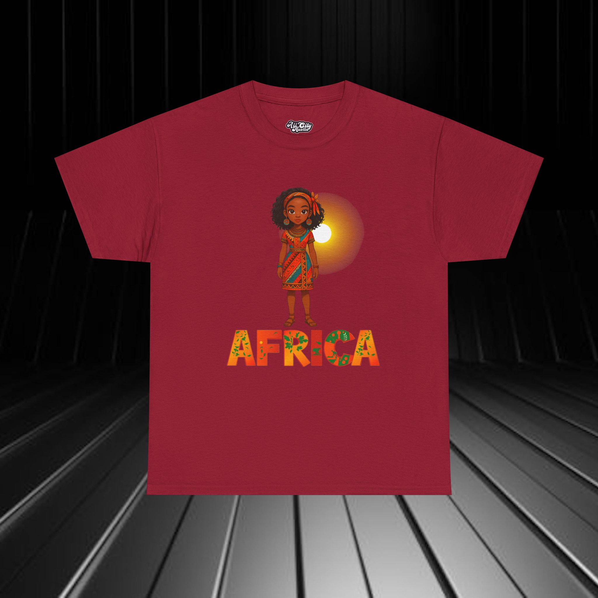 AFRICA1 African Heritage Unisex Heavy Cotton Tee, Vibrant Cultural Shirt, Gift for Travelers, Nature Lovers, Family Celebrations, Africana Apparel - Image 2