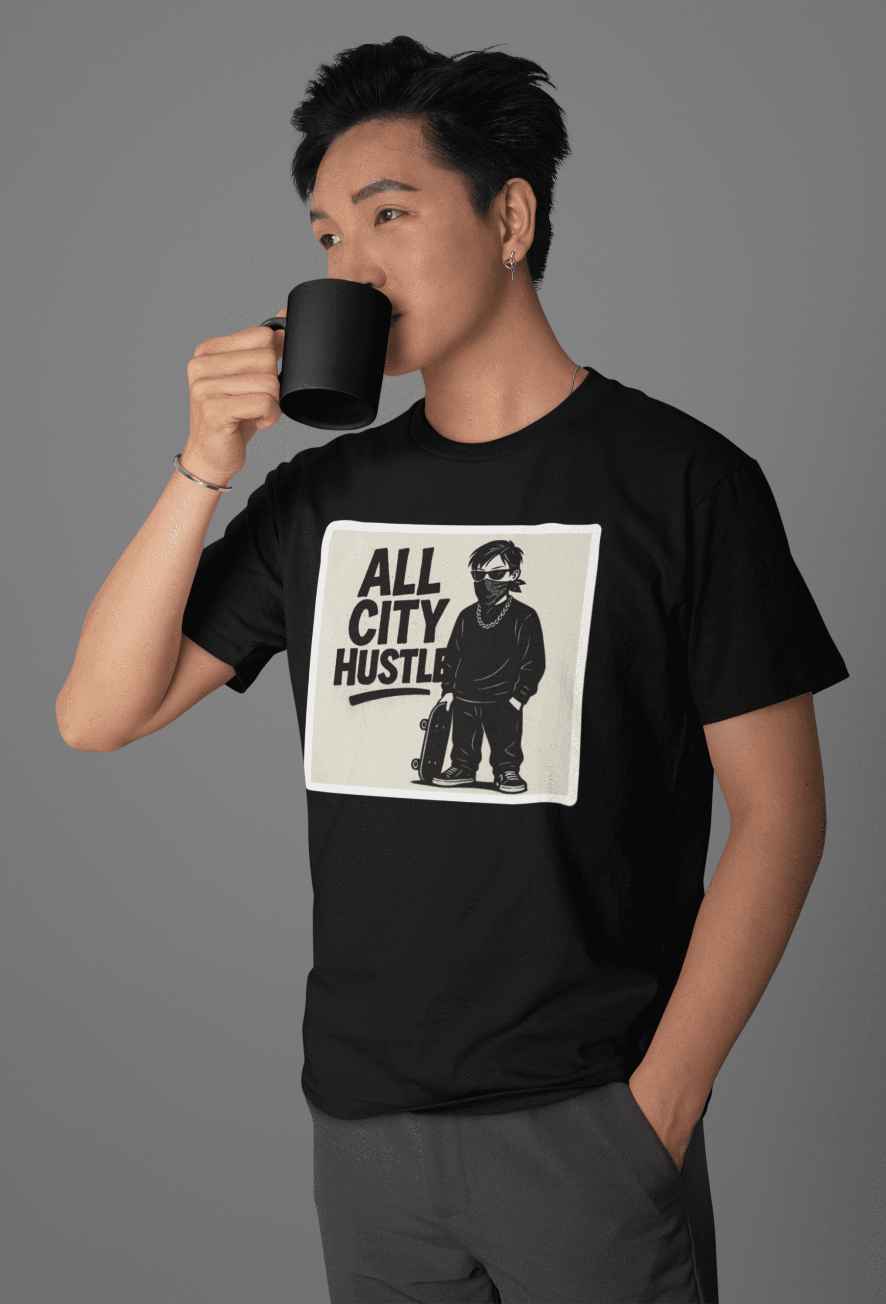 ACH14 Retro Urban Hustle T-Shirt, Unisex Graphic Tee, Casual Streetwear, Gift for Creatives, Everyday Wear, All City Hustle