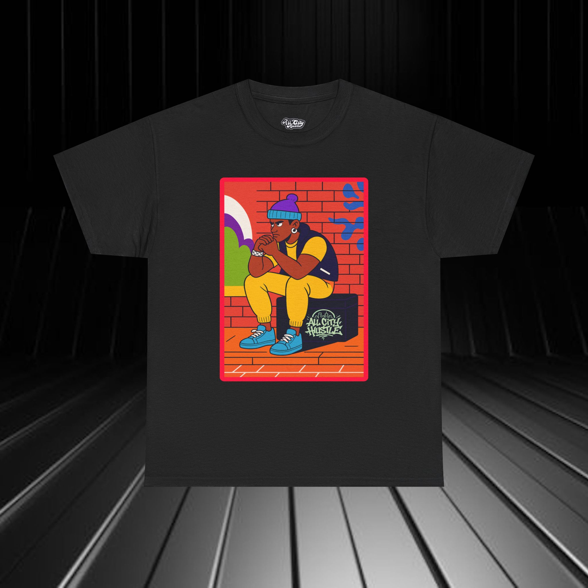 GANGSTER27 City Hood Inspired Unisex Heavy Cotton Tee, Graphic Tee for Comic Lovers, Casual Wear, Birthday Gift, Gift for Friends - Image 4