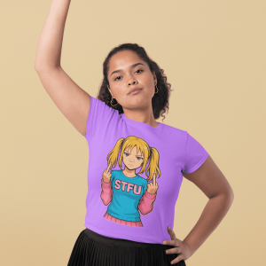 STFU6 Sassy Cartoon Graphic Tee, STFU T-Shirt for Teens, Casual Wear, Gift for Friends, Youth Apparel, Funny Quote Top