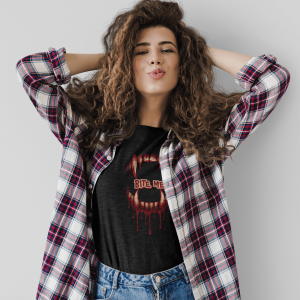 DARK3 Bite Me Graphic Tee, Unisex Cotton Tee, Trendy T-Shirt, Casual Wear, Gift for Her, Halloween Apparel