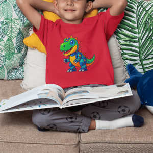 ASHBURG TODDLER124 Cute Toddler Short Sleeve Tee with KIDS Design, Kids T-Shirt, Play Shirt, Cartoon Tee,Gift for All Occasions, Funtime Apparel