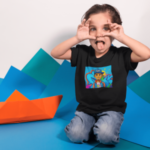 ASHBURG TODDLER131 Cute Toddler Short Sleeve Tee with KIDS Design, Kids T-Shirt, Play Shirt, Cartoon Tee,Gift for All Occasions, Funtime Apparel