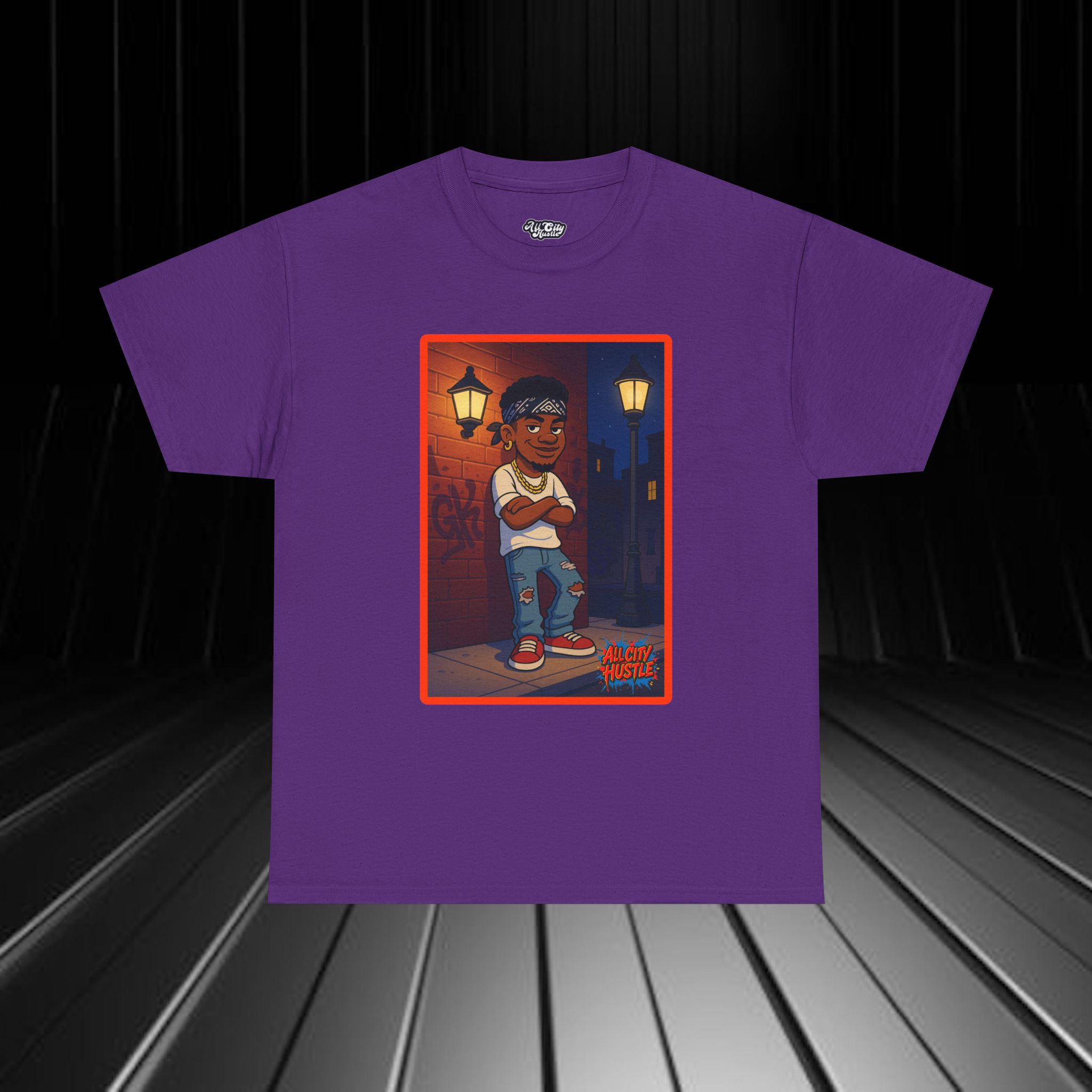 GANGSTER32 City Hood Inspired Unisex Heavy Cotton Tee, Graphic Tee for Comic Lovers, Casual Wear, Birthday Gift, Gift for Friends - Image 3